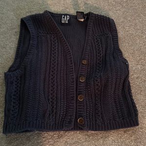 Gap Navy Blue Vest Button Front V Neck